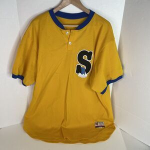 Vintage Oakland Baseball Jersey #34, Size 52, Victory Custom Athletic, Yellow,